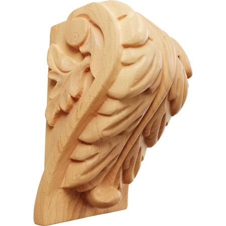 Ekena Millwork 3 1/4"W x 2 3/4"D x 5"H Medium Acanthus Leaf Block Corbel, Red Oak CORW03X03X05BARO